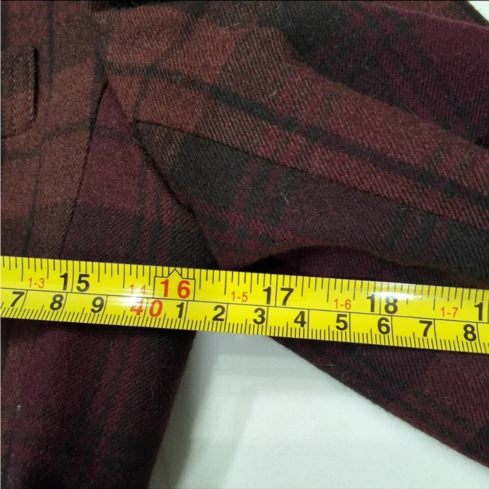 Evan Picone~Womens VTG 70s~Union Made Blazer Sportcoat~Burgundy Plaid~Wool~SM - Picture 9 of 9